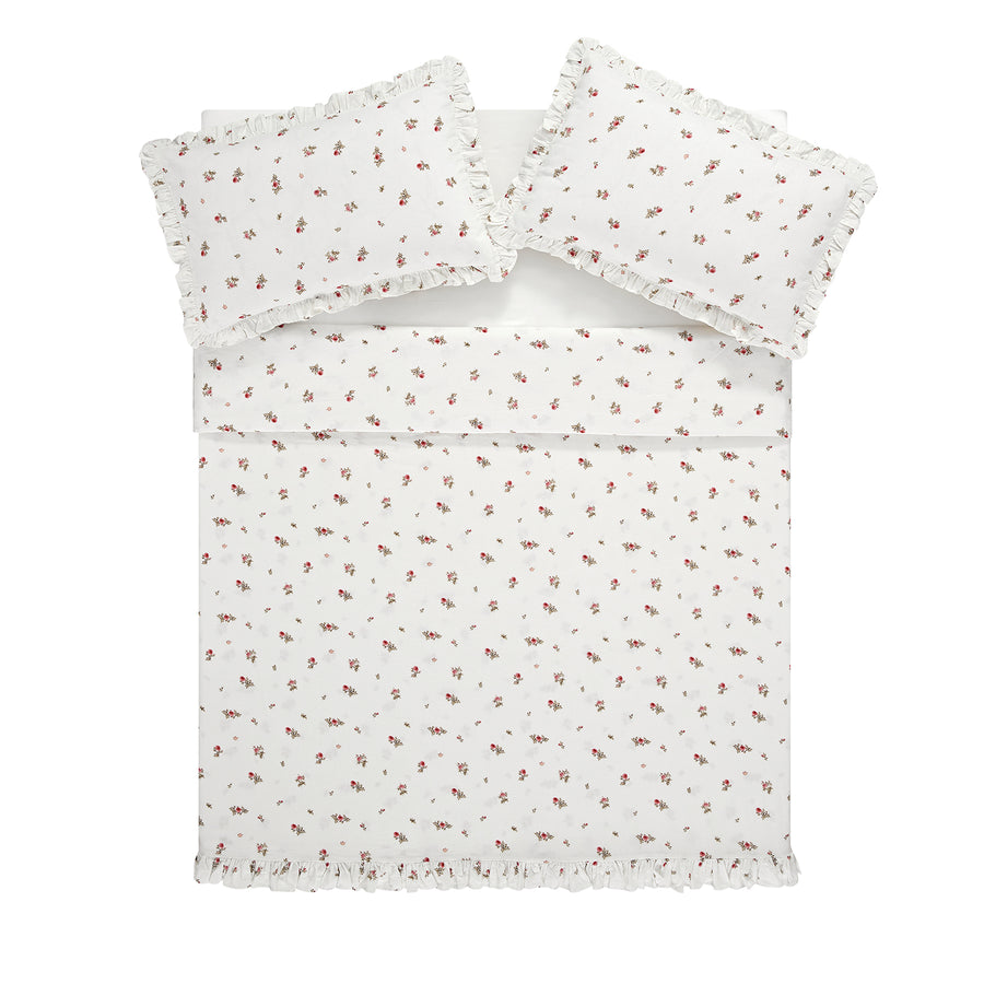 Darcy Rose Ivory White Ruffle Linen Blend Duvet Set
