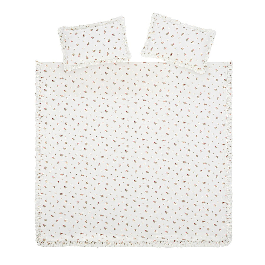 Darcy Rose Ivory White Ruffle Linen Blend Duvet Set