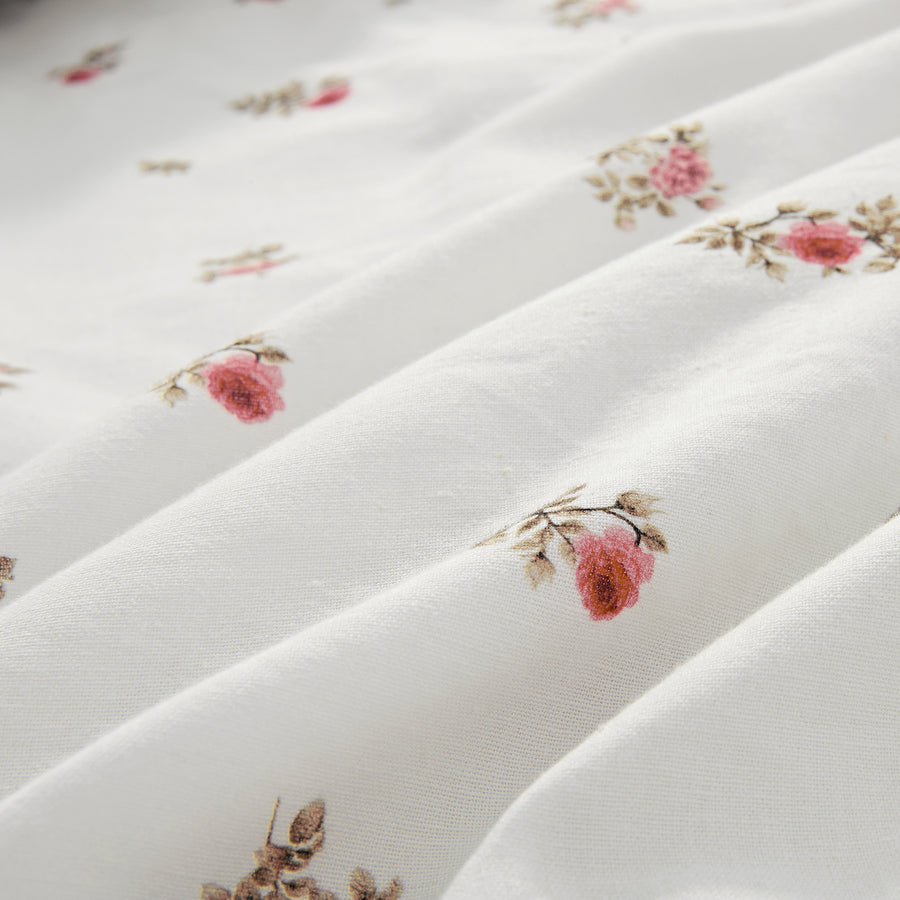 Darcy Rose Ivory White Ruffle Linen Blend Duvet Set