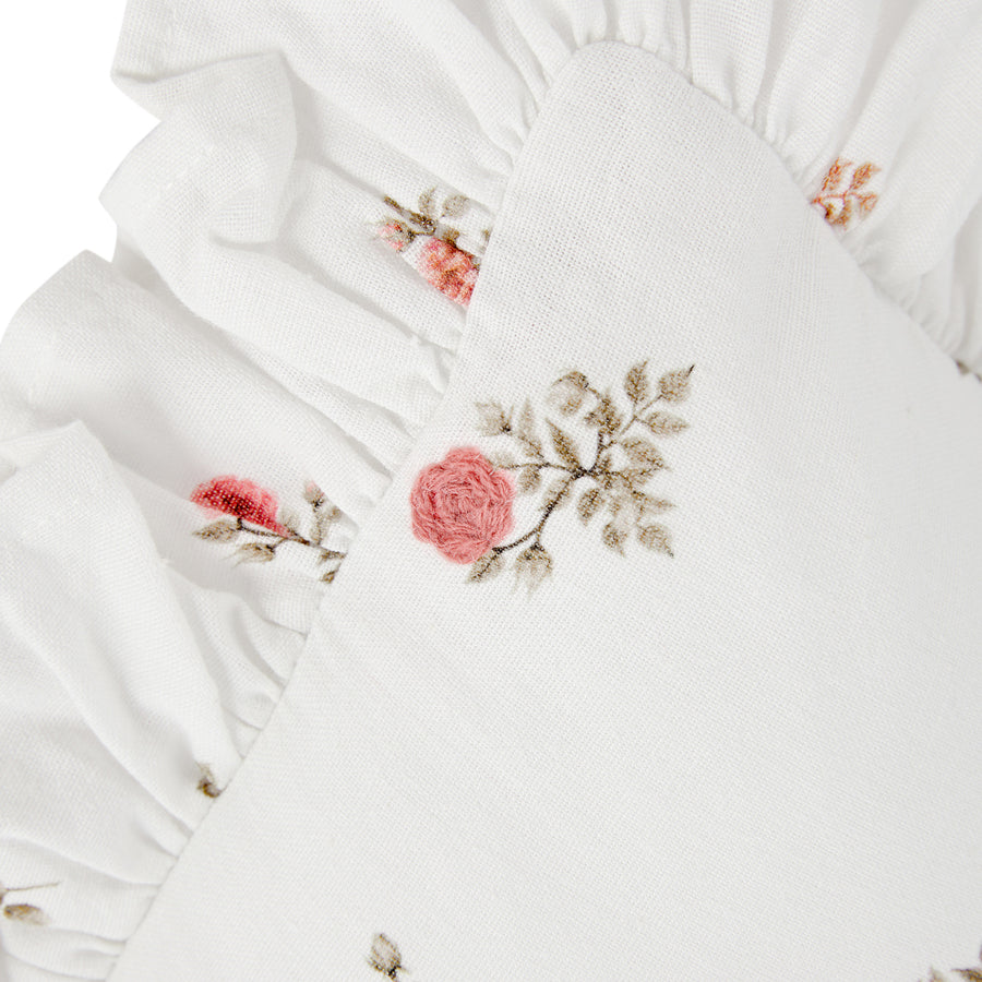 Darcy Rose Ivory White Ruffle Linen Blend Duvet Set