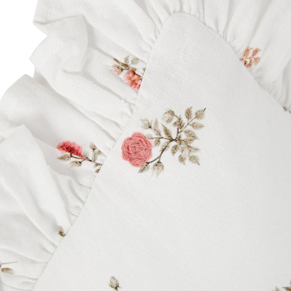 Darcy Rose Ivory White Ruffle Linen Blend Duvet Set