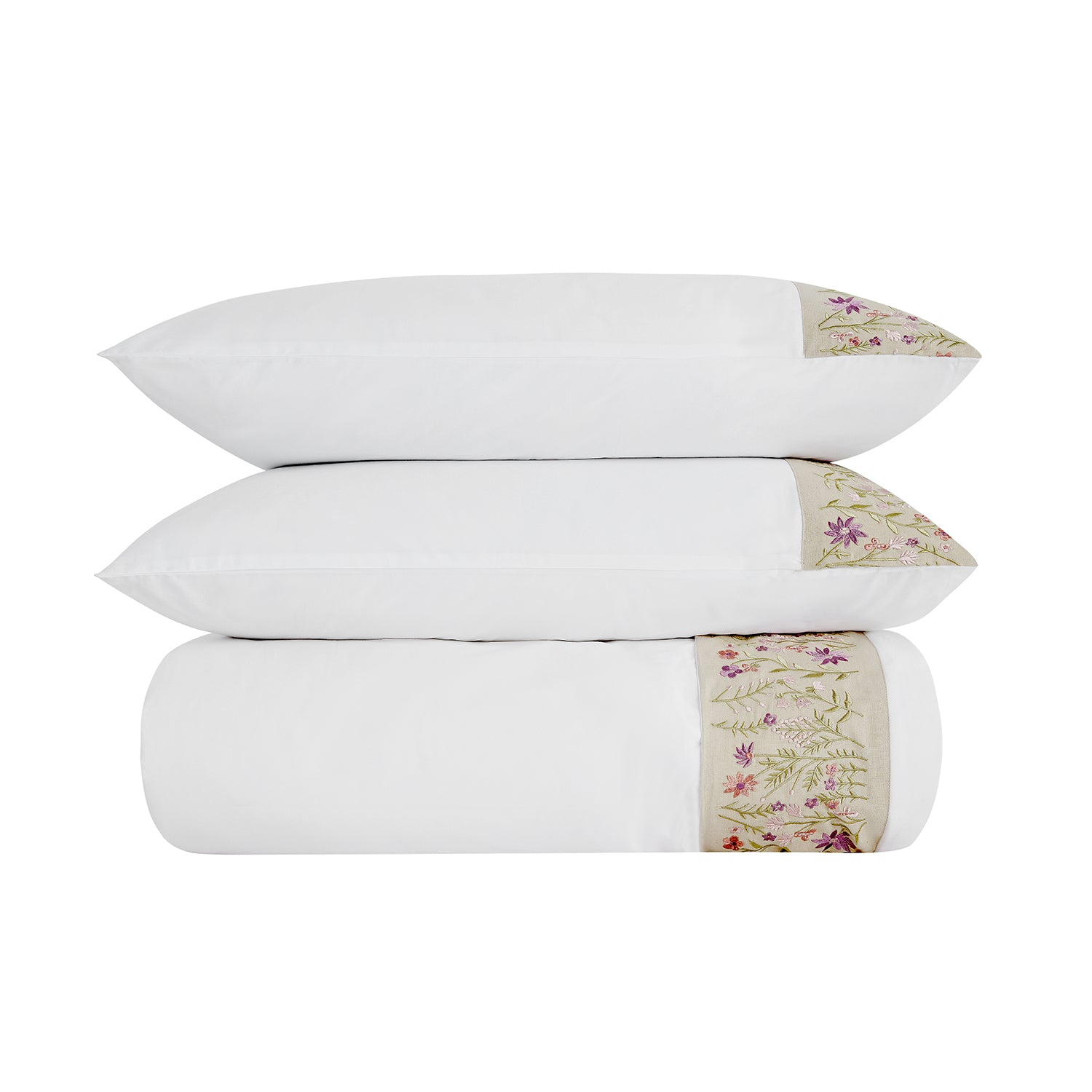Evelyn Wildflower Embroidered 300 Thread Count Cotton Percale Duvet Set