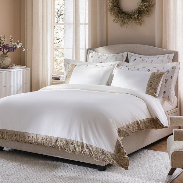 Evelyn Wildflower Embroidered 300 Thread Count Cotton Percale Duvet Set