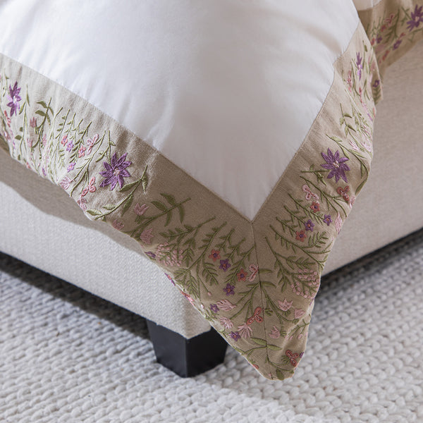 Evelyn Wildflower Embroidered 300 Thread Count Cotton Percale Duvet Set
