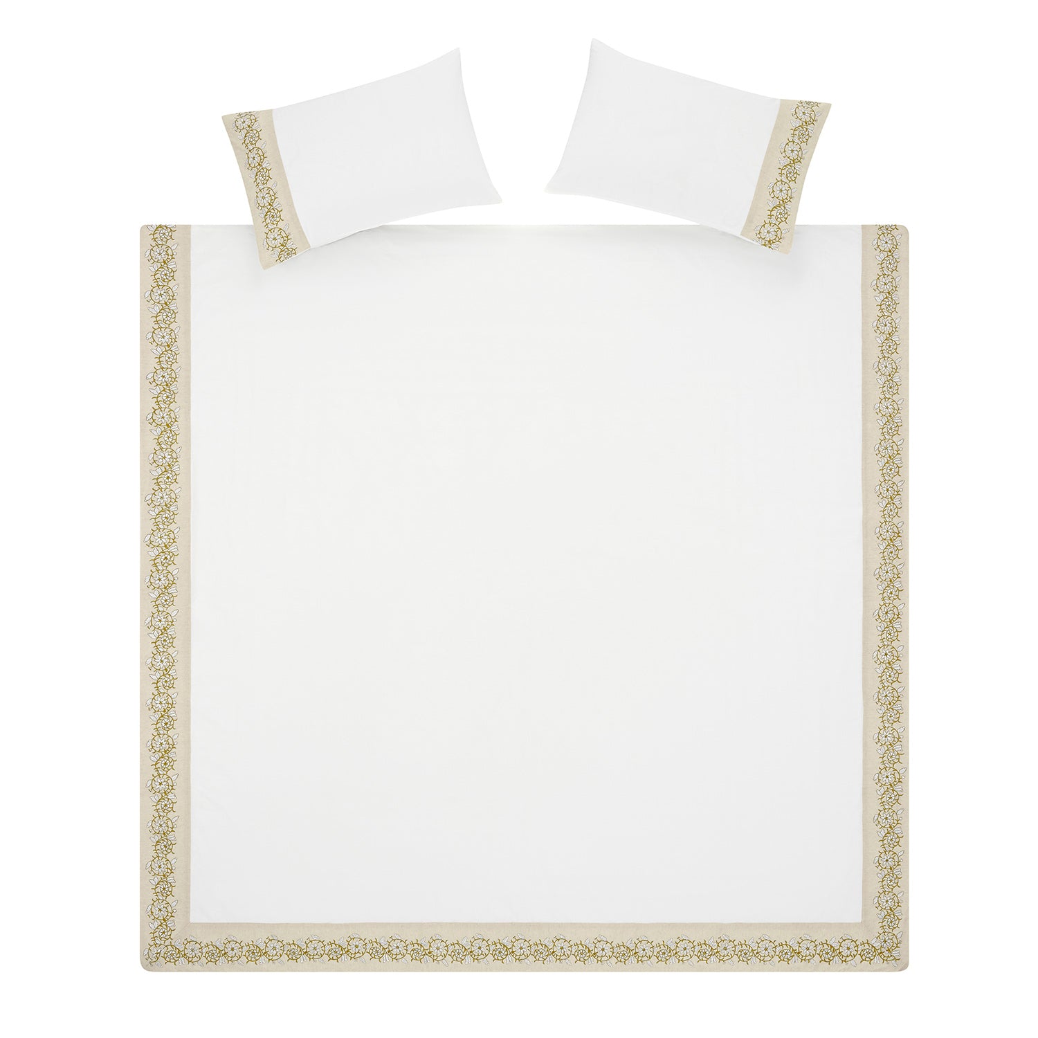 Jasmina White Floral Embroidered 300 Thread Count Cotton Percale Duvet Set