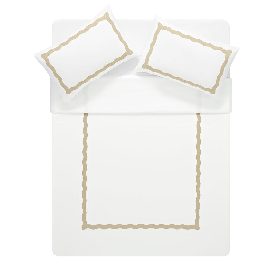 Lucinda Natural Wave 300 Thread Count Cotton Percale Duvet Set