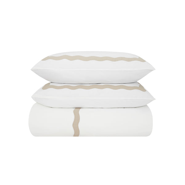 Lucinda Natural Wave 300 Thread Count Cotton Percale Duvet Set
