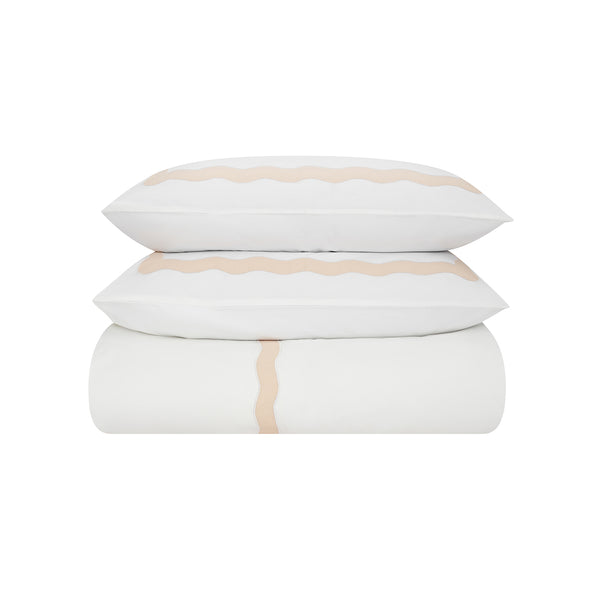 Lucinda Peach Melba Wave 300 Thread Count Cotton Percale Duvet Set