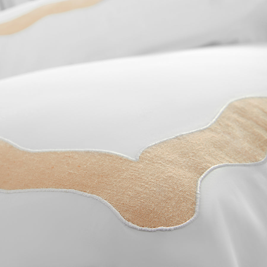 Lucinda Peach Melba Wave 300 Thread Count Cotton Percale Duvet Set
