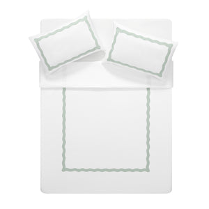 Lucinda Seafoam Green Wave 300 Thread Count Cotton Percale Duvet Set
