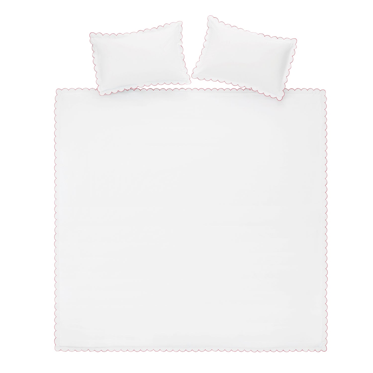Margot Rose Pink Embroidered Scallop 300 Thread Count Cotton Percale Duvet Set