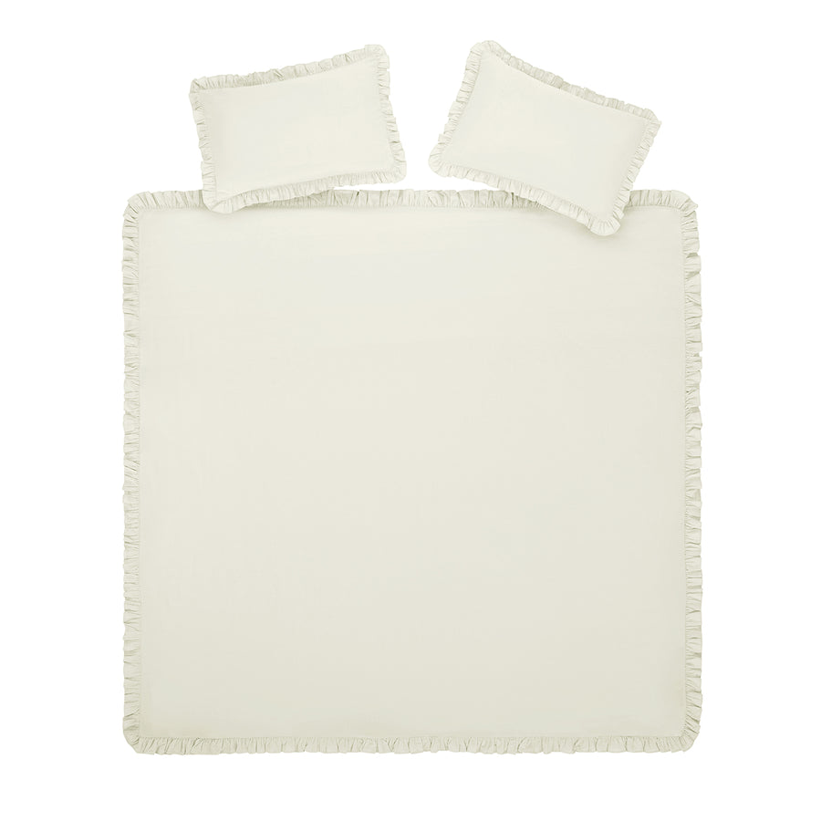 Matilda Cream Ruffle Linen Blend Duvet Set