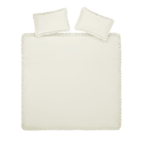 Matilda Cream Ruffle Linen Blend Duvet Set - daals