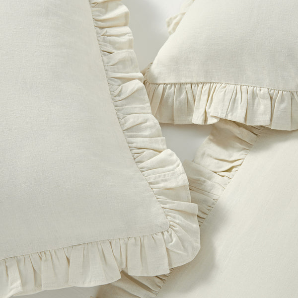 Matilda Cream Ruffle Linen Blend Duvet Set - daals