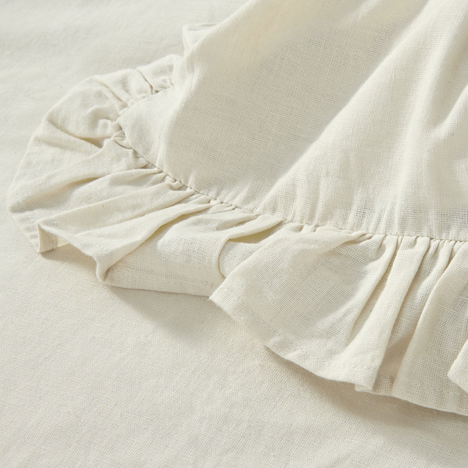 Matilda Cream Ruffle Linen Blend Duvet Set