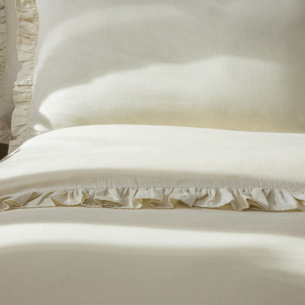 Matilda Cream Ruffle Linen Blend Duvet Set - daals