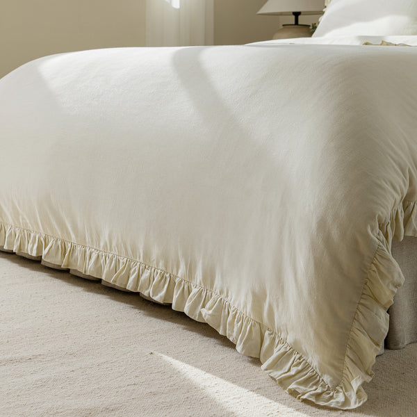 Matilda Cream Ruffle Linen Blend Duvet Set - daals