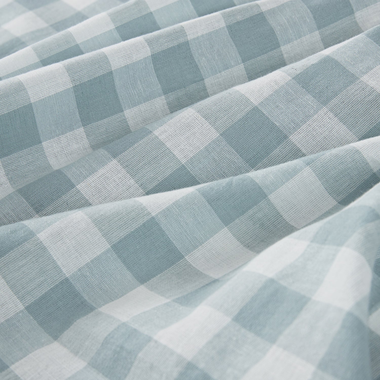 Matilda Blue Gingham Ruffle Linen Blend Duvet Set