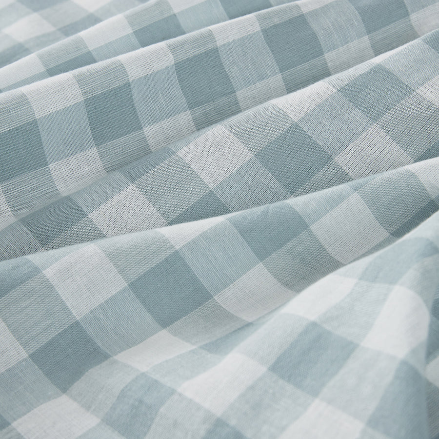 Matilda Blue Gingham Ruffle Linen Blend Duvet Set