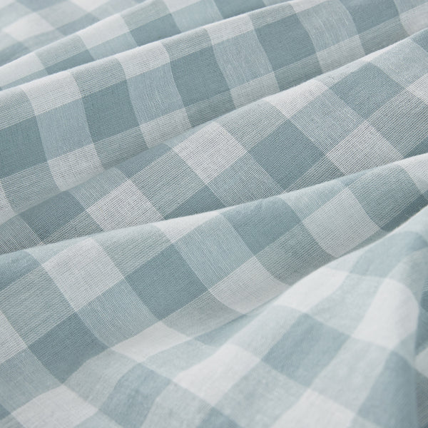 Matilda Blue Gingham Ruffle Linen Blend Duvet Set - daals