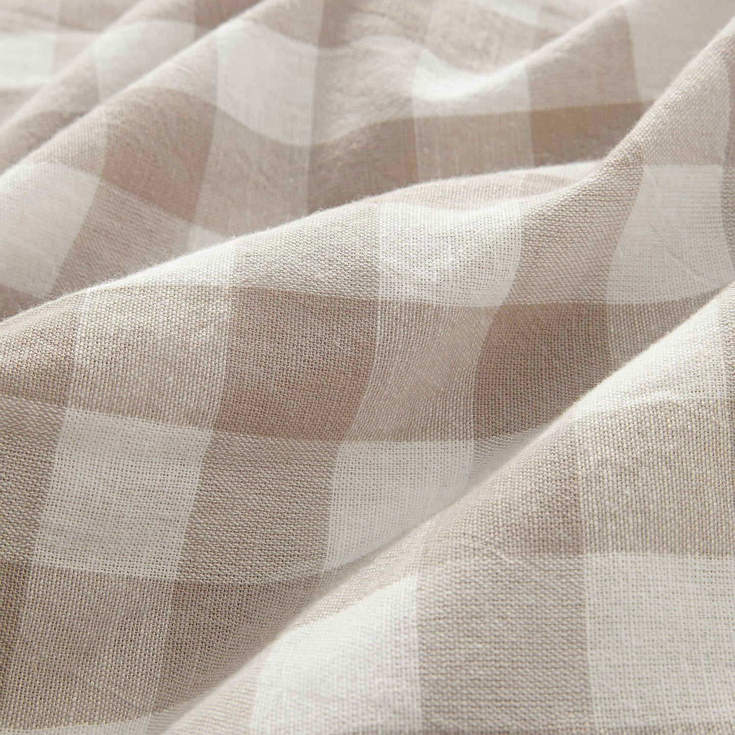 Matilda Beige Gingham Ruffle Linen Blend Duvet Set