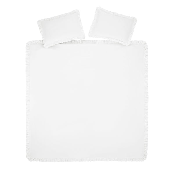 Matilda White Ruffle Linen Blend Duvet Set