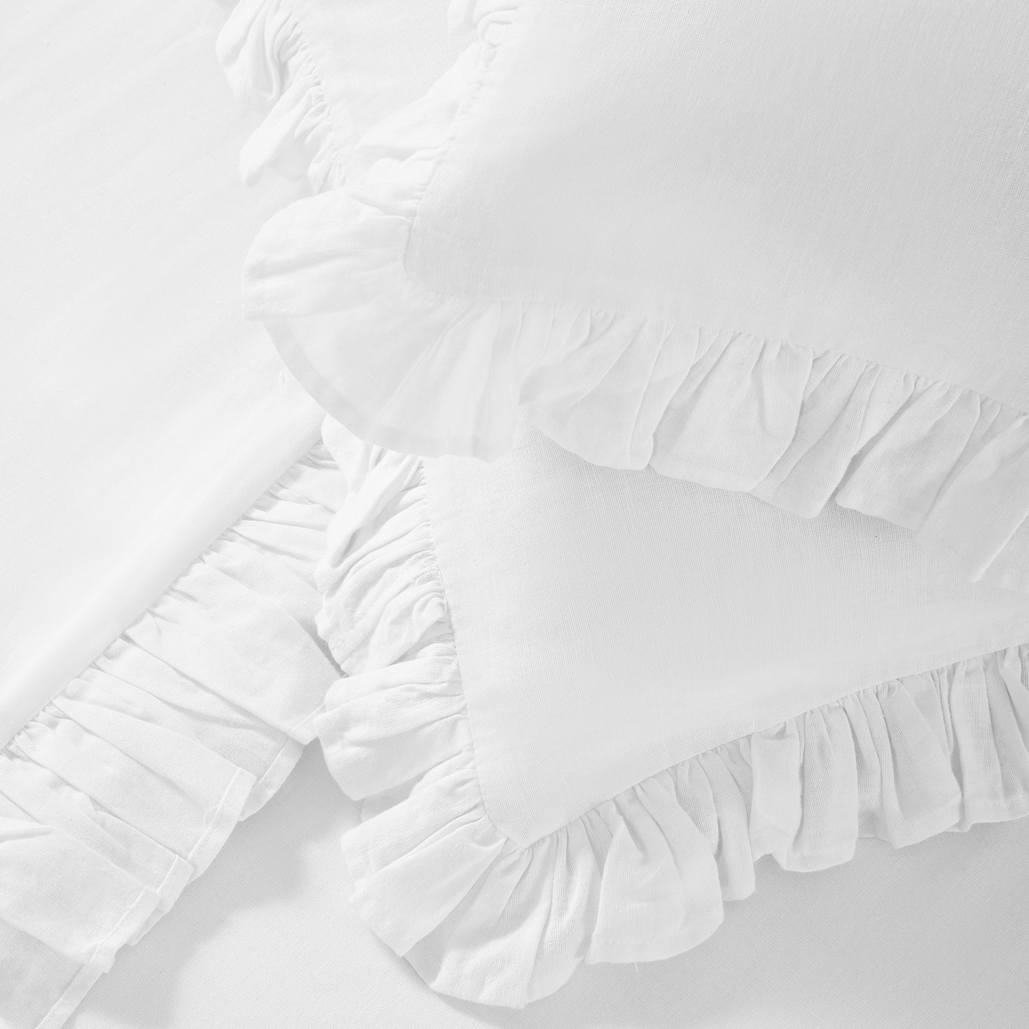 Matilda White Ruffle Linen Blend Duvet Set | daals