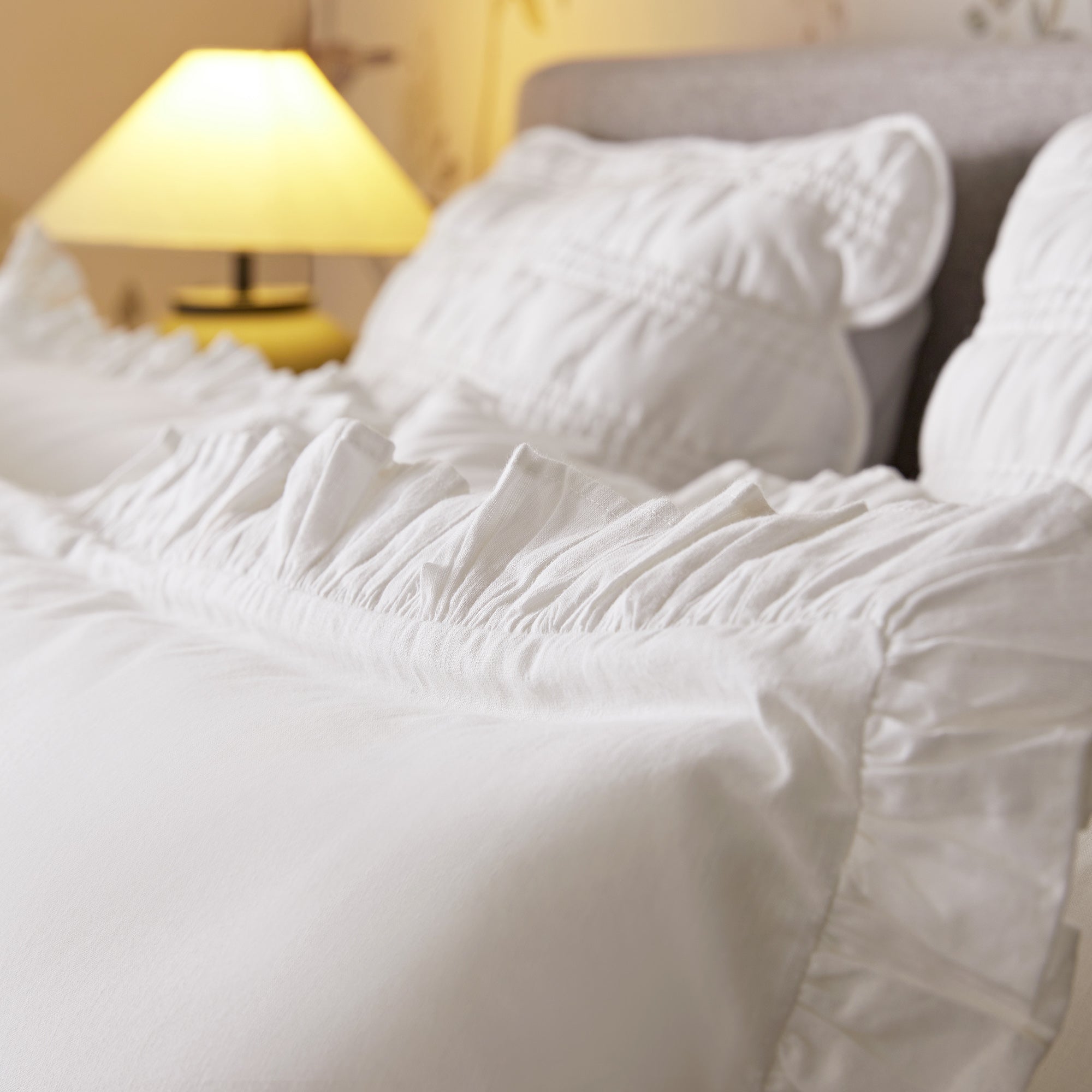 White Ruffle Doona Matilda White Ruffle Linen Blend Duvet Set | daals