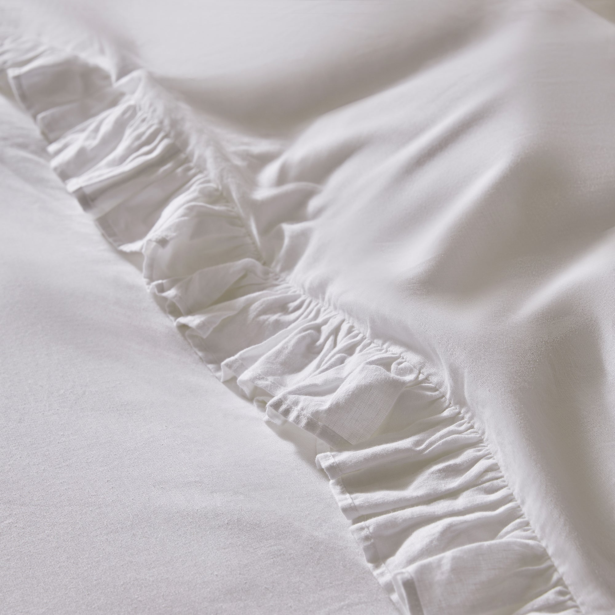 Matilda White Ruffle Linen Blend Duvet Set | daals