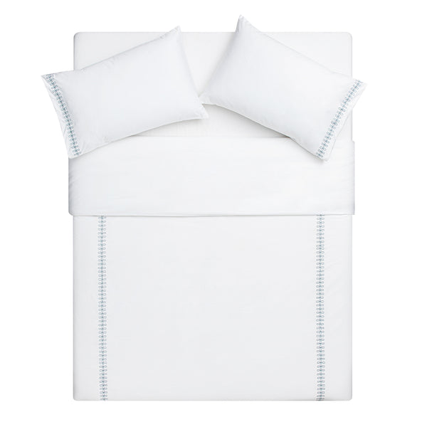 Milano Air Force Blue Knot Embroidered 600 Thread Count Cotton Sateen Duvet Set