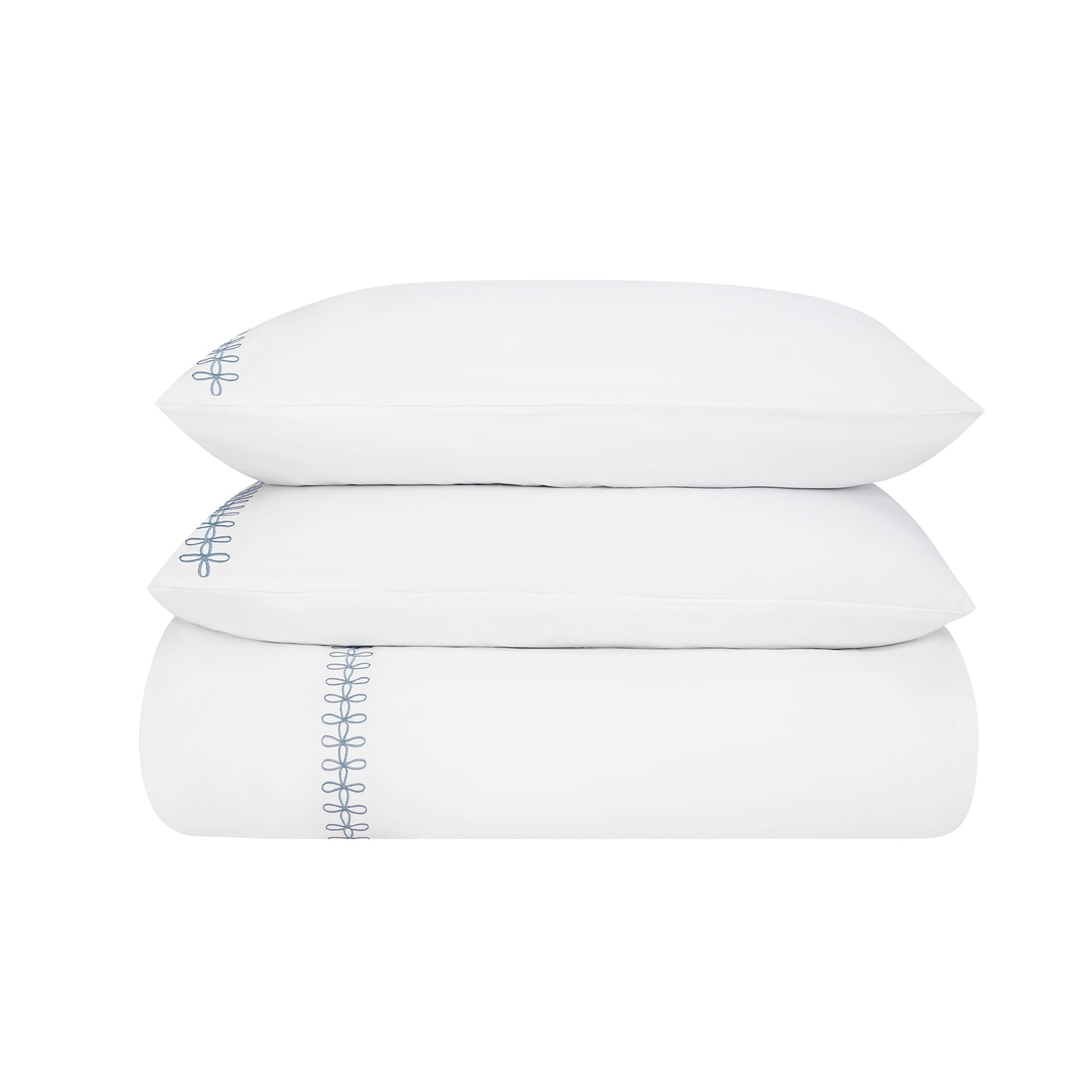 Milano Air Force Blue Knot Embroidered 600 Thread Count Cotton Sateen Duvet Set