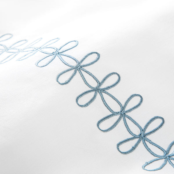 Milano Air Force Blue Knot Embroidered 600 Thread Count Cotton Sateen Duvet Set