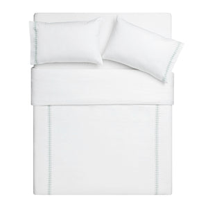 Milano Sea Spray Green Knot Embroidered 600 Thread Count Cotton Sateen Duvet Set