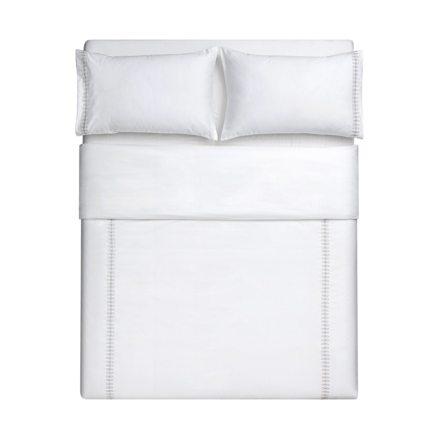 Milano Glacier Grey Knot Embroidered 600 Thread Count Cotton Sateen Duvet Set