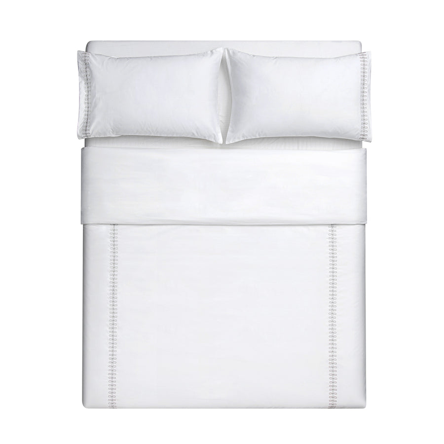 Milano Glacier Grey Knot Embroidered 600 Thread Count Cotton Sateen Duvet Set