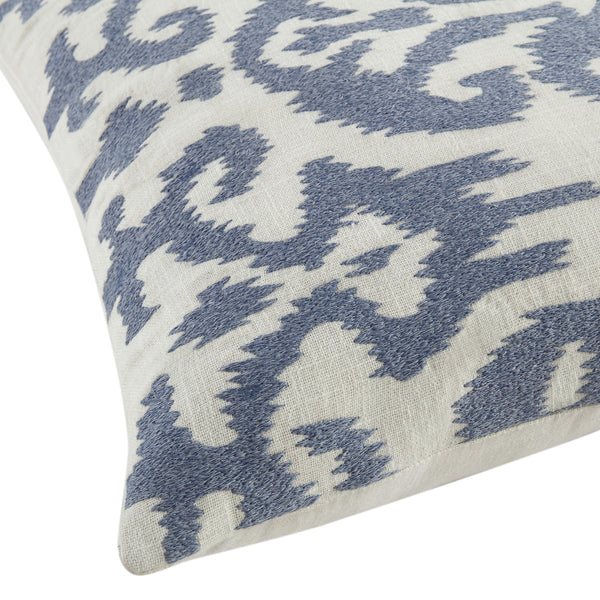 Ikat Collection Dusty Blue Hand Embroidered Cushion