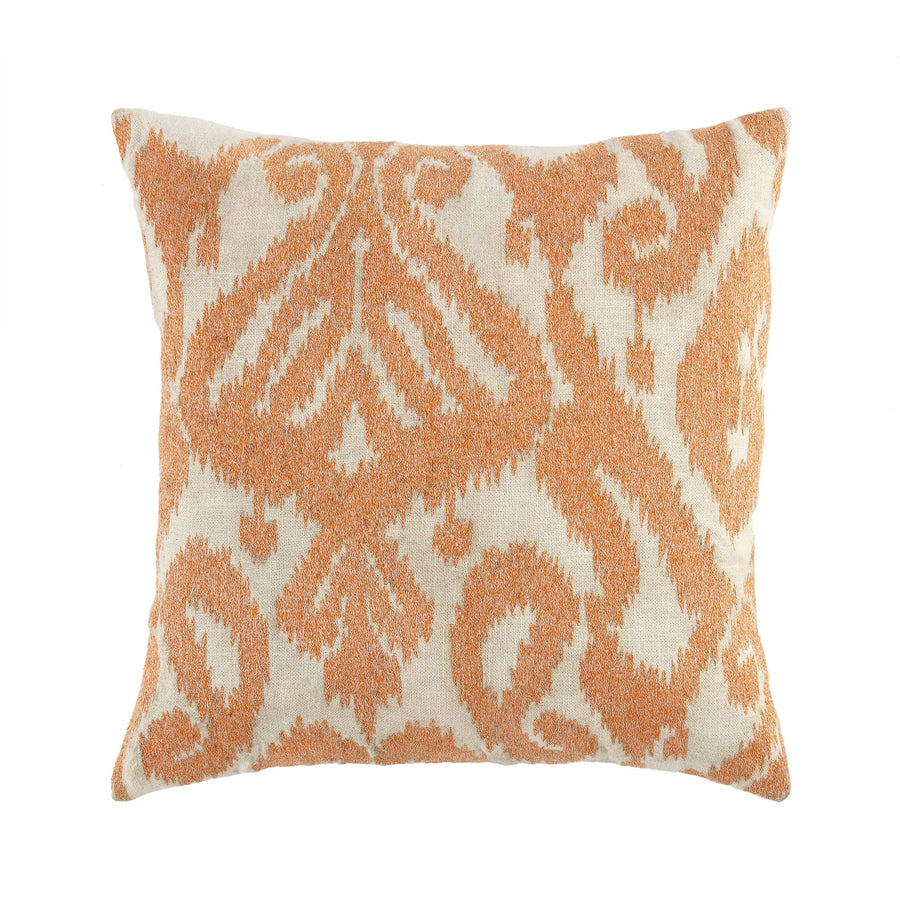 Ikat Collection Papaya Orange Hand Embroidered Cushion
