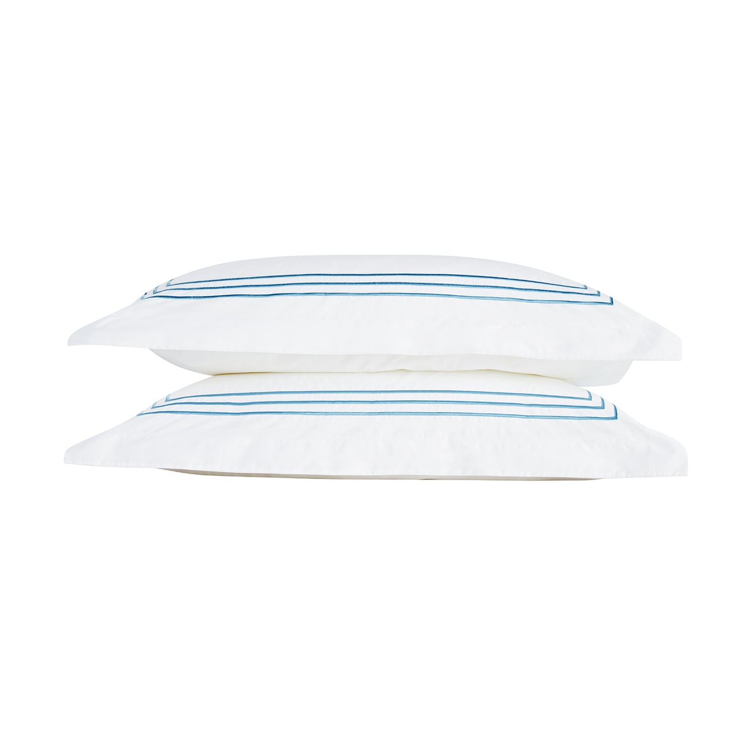 Belvedere Royal Blue Cord Embroidered 300 Thread Count Cotton Percale Oxford Pillowcases - Pair