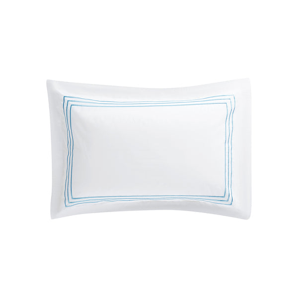 Belvedere Royal Blue Cord Embroidered 300 Thread Count Cotton Percale Oxford Pillowcases - Pair - daals