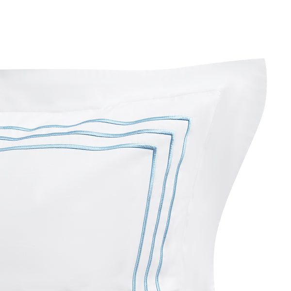 Belvedere Royal Blue Cord Embroidered 300 Thread Count Cotton Percale Oxford Pillowcases - Pair - daals