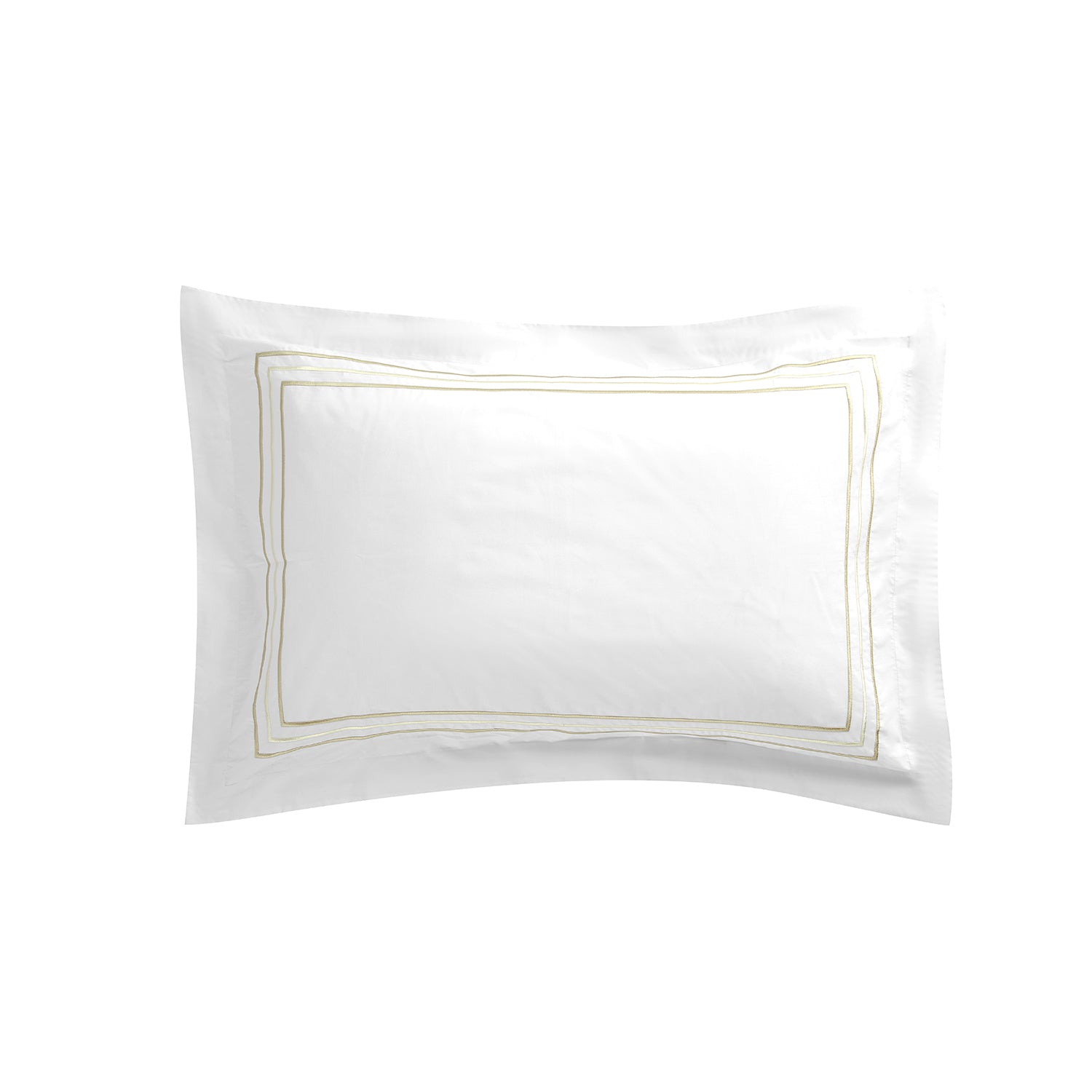 Belvedere Champagne Gold Cord Embroidered 300 Thread Count Cotton Percale Oxford Pillowcases - Pair
