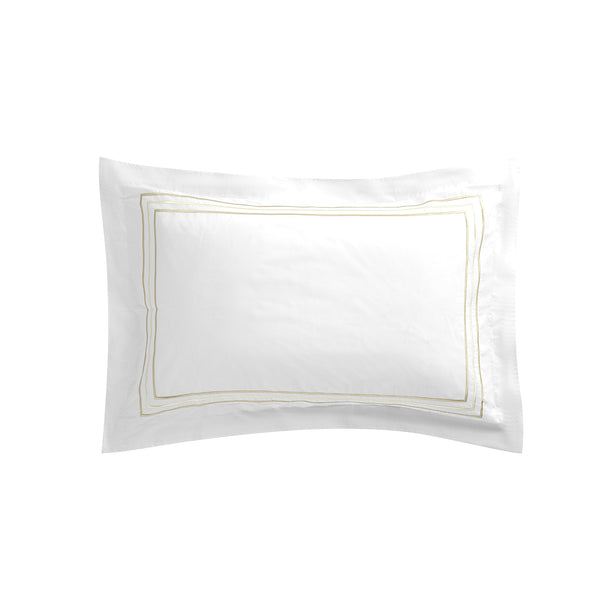 Belvedere Champagne Gold Cord Embroidered 300 Thread Count Cotton Percale Oxford Pillowcases - Pair - daals