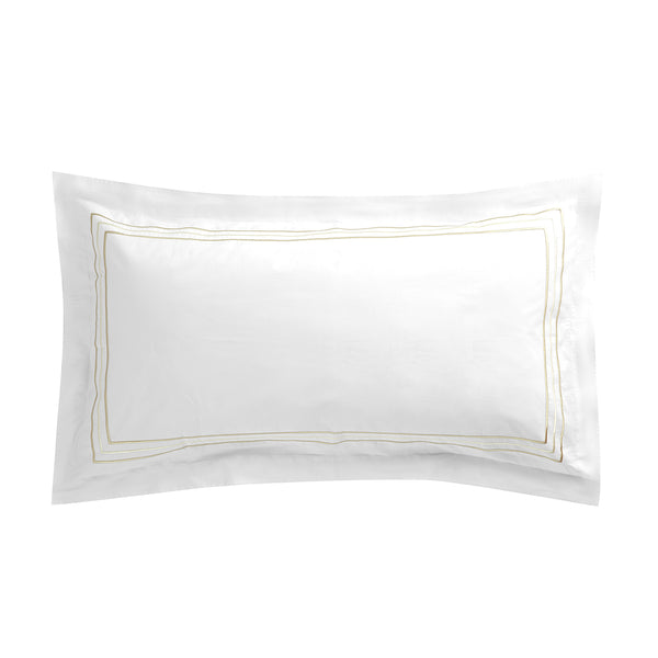 Belvedere Champagne Gold Cord Embroidered 300 Thread Count Cotton Percale Oxford Pillowcases - Pair