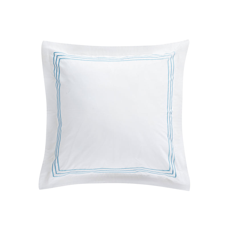 Belvedere Royal Blue Cord Embroidered 300 Thread Count Cotton Percale Continental Square Pillowcases - Pair