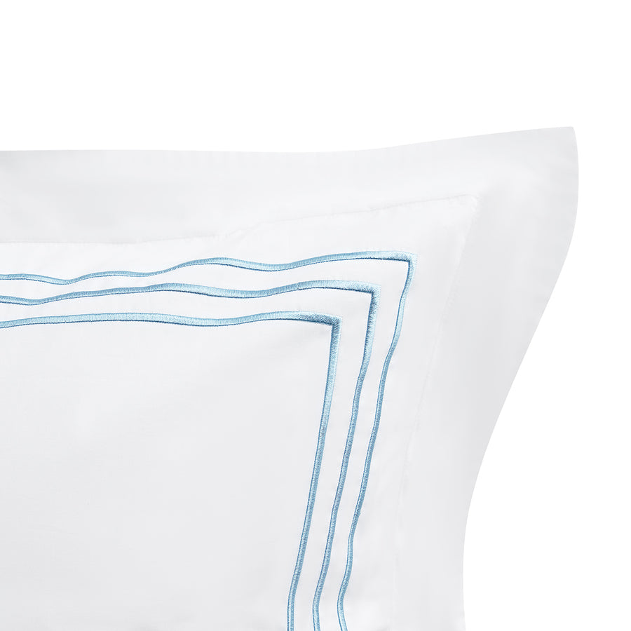 Belvedere Royal Blue Cord Embroidered 300 Thread Count Cotton Percale Continental Square Pillowcases - Pair