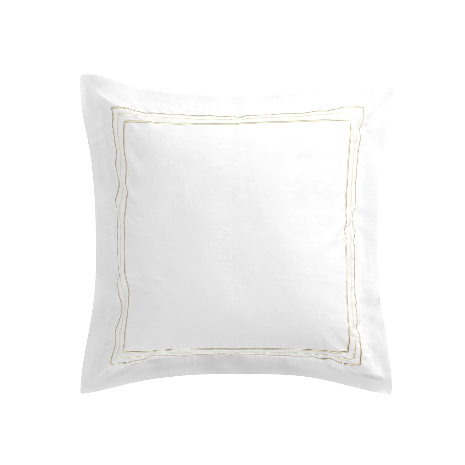 Belvedere Champagne Gold Cord Embroidered 300 Thread Count Cotton Percale Continental Square Pillowcases - Pair
