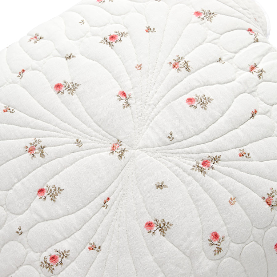 Darcy Rose Ivory White Scallop Quilted Linen Blend Continental Square Pillowcases - Pair - daals