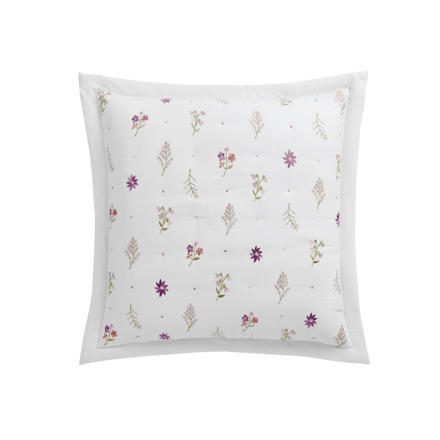 Evelyn Wildflower Embroidered 300 Thread Count Cotton Percale Continental Square Pillowcases - Pair