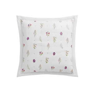 Evelyn Wildflower Embroidered 300 Thread Count Cotton Percale Continental Square Pillowcases - Pair