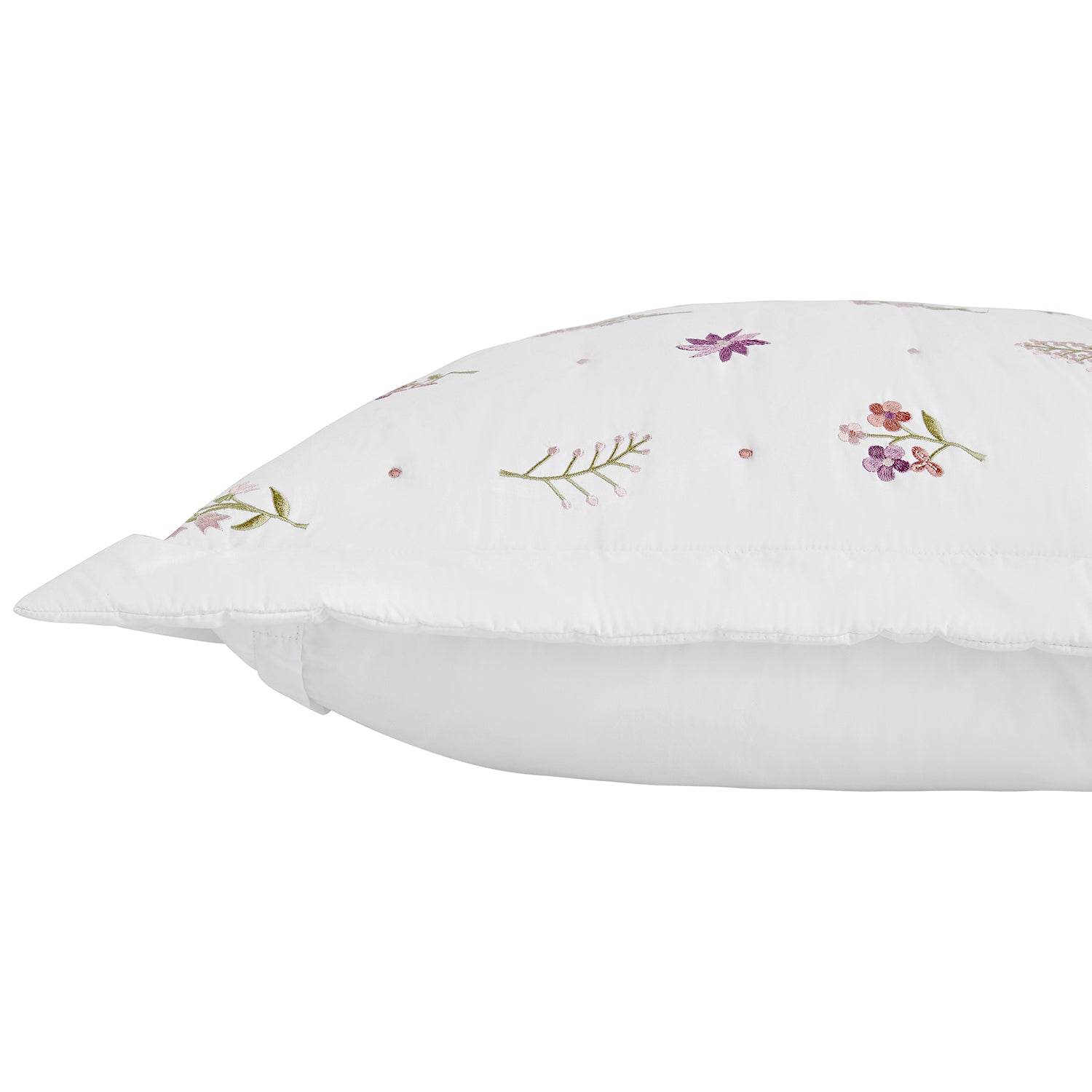 Evelyn Wildflower Embroidered 300 Thread Count Cotton Percale Continental Square Pillowcases - Pair